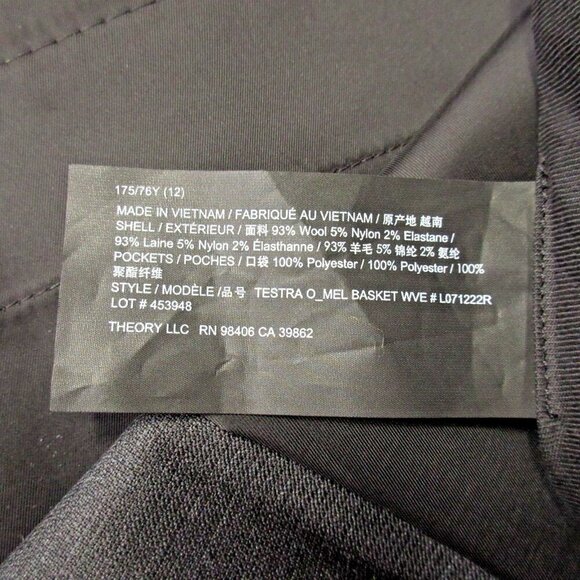 NWT Theory Testra in Blue Grey Mel Basketweave Stretch Wool Slim Ankle Pants 12 - Picture 5 of 6